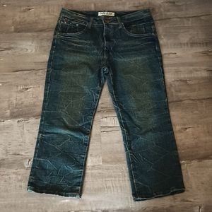 "USED JEANS" Cropped Denim Jeans